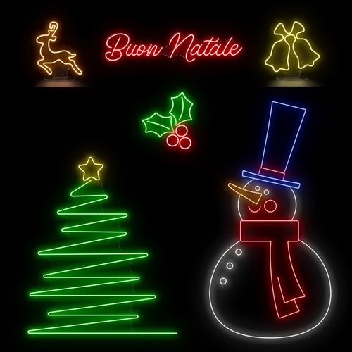 Neon personalizzato con nome acceso accanto all'albero di Natale, idea regalo originale