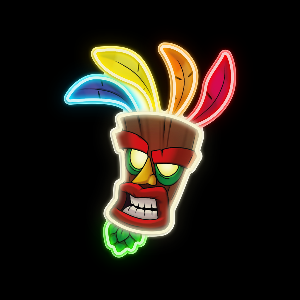 aku/aku！キャンバスアート Crash Bandicoot Aku Aku Art - Pencil Art Available- A4/4